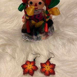 Hand made beaded earrings from Mexico